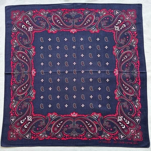Vintage Herren Bandana rot Paisley Muster Einstecktuch blau Baumwolle Kerchief 20" - Bild 1 von 3