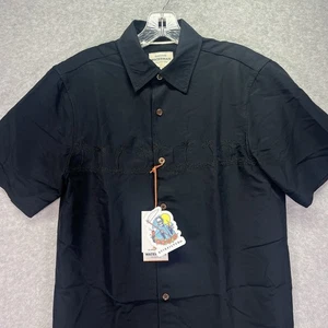 Quiksilver Waterman Shirt Mens Small Black Palm Trees Hawaiian Comfort - Picture 1 of 8