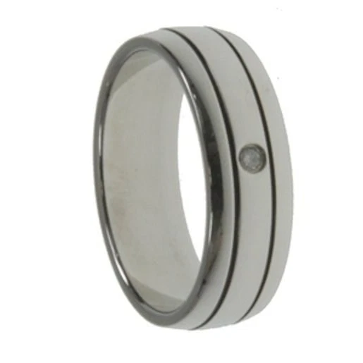 Mens 7 mm High Polish Band with Diamond Stainless Steel Sz 10 - Image 1 of 1