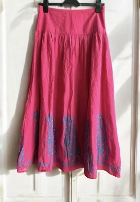 Vintage Y2K Warehouse Pink Purple Long Maxi Skirt 10 Paisley Sequin Boho Hippie  - Image 1 of 4