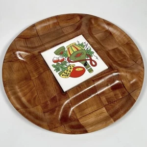 Vintage dunkles Holz Serviertablett Party Knabbereien 31 cm breit nie benutzt einwandfrei - Bild 1 von 6