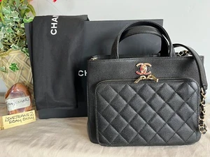 Chanel Business Affinity Tote Small Quilted Caviar Leather Black Shoulder - Picture 1 of 22