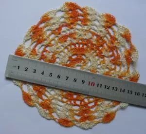Single Orange Doily - 155mm Across Round - Hand Crochet - CRDOr155A - ECDMid - Picture 1 of 4