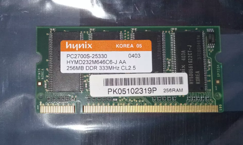 Hynix PC2700S 256 MB SO-DIMM 333 MHz RDA Foto 1 de 1