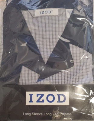 Conjunto de pijama de pierna larga de manga larga Izod para hombre 4-X grande 100 % algodón azul marino NUEVO Foto 1 de 2