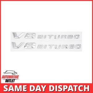 2PCS V8 BITURBO LETTERING REAR BOOT LID TRUNK BADGE EMBLEM FOR MERCEDES BENZ, CH - Picture 1 of 3