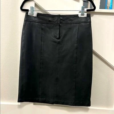 Tommy Hilfiger Black Leather Knee-Length Skirt - Image 1 of 4