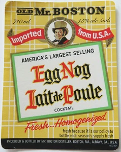 Vintage OLD MR BOSTON Paper LABEL EGG NOG Canada 710ml Spirit 5" - Picture 1 of 1