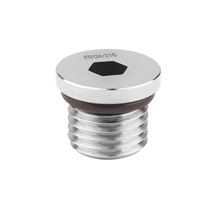 FITOK 316 SS Hollow Hex Plug with O-Ring, 7/16-20 Male SAE/MS Straight Thread - Picture 1 of 2