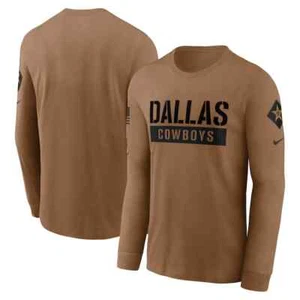 DALLAS COWBOYS NFL NIKE ON FIELD SALUTE TO SERVICE LONG SLEEVE SHIRT BROWN - Picture 1 of 4