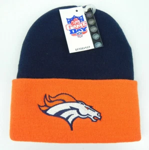 SOMBRERO GORRA GORRO DE 2 TONOS DENVER BRONCOS NFL DE COLECCIÓN TEJIDO RETRO DÍA JUEGO NUEVO! - Imagen 1 de 2