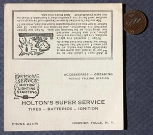 1920-30 Era Hoosick Falls New York Texaco Gas Oil Service Station business card- - Picture 1 of 1