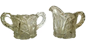 Vintage Kitchen American Brilliant Heavy Cut Clear Glass Sugar Creamer Pitcher - Picture 1 of 12