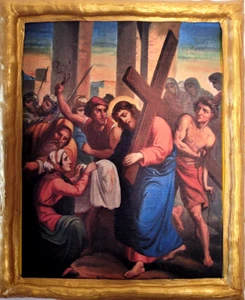 Llevando la Cruz Jesús Eclesiástico Católico Romano Icono Placa - Imagen 1 de 6