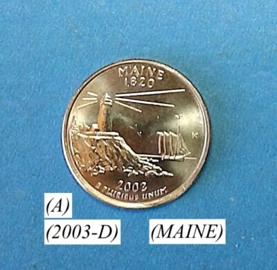 2003-D- MAINE STATE QUARTER FROM A US MINT ROLL C- NGC PRICE CHARTS  (A) - Image 1 of 4