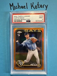 CURTIS MEAD 2024 TOPPS CHROME TRUE ORANGE PSA 9 14/25 Rays Rookie #209 Refractor - Picture 1 of 2