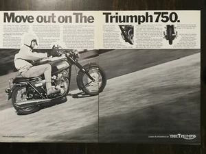 Vintage 1969 Triumph 750 Motorcycle 2-Page Original Ad - Picture 1 of 1