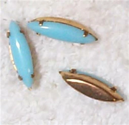 Piedras marquesa de vidrio vintage azul turquesa 5/8 pulgadas en monturas - 12 piezas Foto 1 de 1