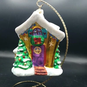 Christopher Radko Christmas Cottage Snow Covered Gold House Tree Ornament 5" - Picture 1 of 15