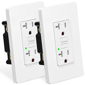 20 Amp GFCI Outlet GFI Receptacle LED Indicator TR WR for Kitchen Bathroom 2Pack - Picture 1 of 12