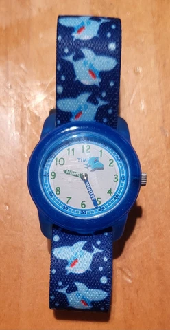 Kids Timex Blue Sharks Elastic Watch NEEDS BATTERIES? Cover