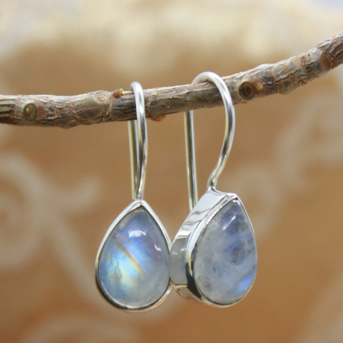 Orecchini Pietra Di Luna Bianca Grado A Sfera 8 Mm Ed Argento 925 - Foto 9