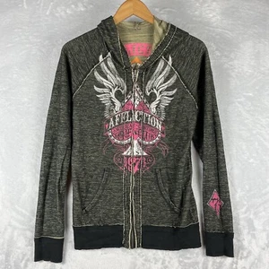 Vintage AFFLICTION Hoodie Med Womens Reversible Y2K Grunge Distressed EMO Wear - Picture 1 of 11