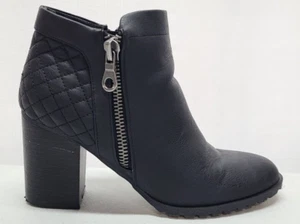 Indigo Rd Womens Size 9.5 Ankle Boots Black Faux Leather 3.5 Block Heel Bootie - Picture 1 of 10