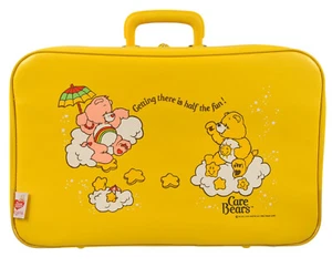Vintage 1983 Care Bears Yellow Suitcase Travel Luggage American Greetings FLAWS - Picture 1 of 23