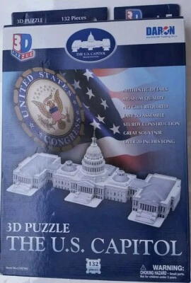 3D PUZZLE  CAPITOL BUILDING United States PATRIOTIC KIDS Washington DC Craft KIT - Image 1 of 4