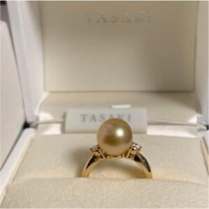 TASAKI Golden Pearl Ring Diamond K18 Yellow Gold W/Case