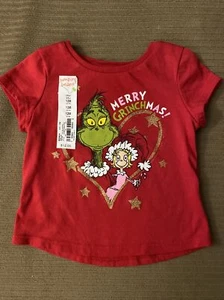 Jumping Beans Merry Grinchmas Short Sleeve Red Shirt Baby Girl's 12 months - Picture 1 of 4