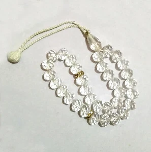 ISLAMIC 33 BEADS TASBIH TASBEEH WORRY CRYSTAL STONE BEADS WHITE COLOUR 10 MM - Picture 1 of 3