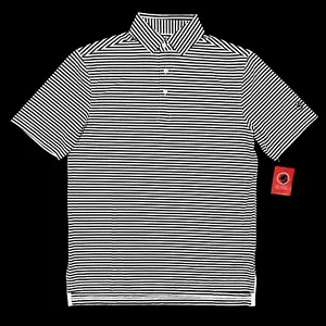 Polo Southern Proper uomo piccola a righe bianco e nero golf performance nuova con etichetta - Foto 1 di 15