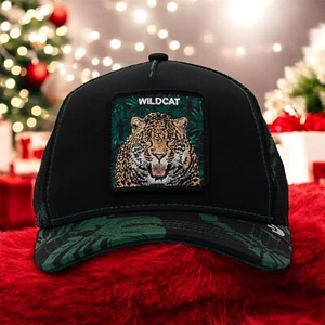 Goorin Bros Animal Farm Trucker Baseball Snapback Hat Cap Wildcat Tiger Black - Picture 1 of 3