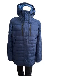 Robert Graham Navy Blue Winter Quilted Parka Long Jacket Coat Hooded Men XL $498 - Picture 1 of 12