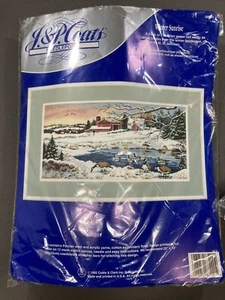 Vintage 1992 J & P Coats Needlepoint Kit 18"x9" Winter Sunrise By MS Johnson - Picture 1 of 3
