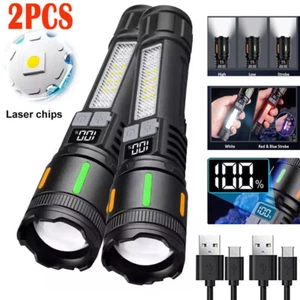 2x 99000000Lumens Super Bright LED Tactical Flashlight Rechargeable Work Light - Picture 1 of 23