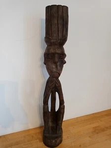 Figura esculpida de madera tallada de hombre sabio asiático - hecha en Indonesia  - Imagen 1 de 9