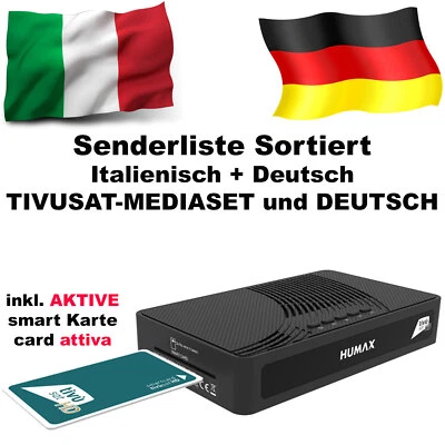 Humax TIVUMAX-HD3801 S2 HEVC HD Tivusat Receiver inkl. Aktive Smartcard Attiva - Bild 1 von 4