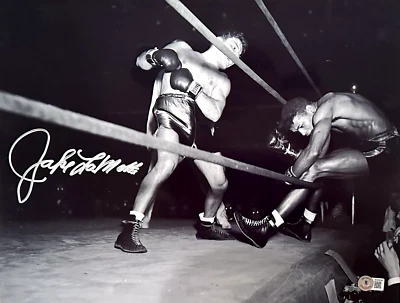 Foto autógrafa firmada por Jake LaMotta Sugar Ray Robinson Knockout BAS HOLO boxeo Foto 1 de 4