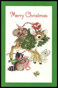 Greeting Card - Bird Deer Rabbit Raccoon Squirrel - Christmas 0796 - Picture 1 of 2