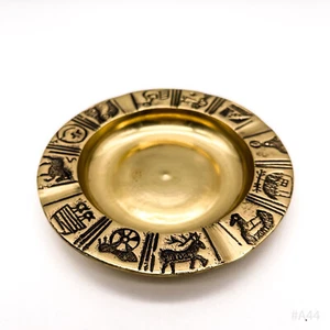 Vintage Brass Ascher, Ashtray, Cigar Ashtray With Symbols - Gold 11,5cm - Picture 1 of 12