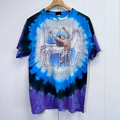 Camiseta De Colección Años 90 LED ZEPPELIN Tie Dye Swan Song Angel Grande Rocker Líquido Azul Foto 1 de 4