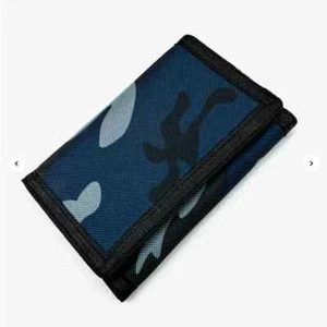 Portafoglio uomo ragazzo slim tela mimetica blu 3 carte d'identità finestra trifold strapper 2033 - Foto 1 di 5