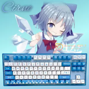 Touhou Project Cirno Keycaps PBT Cherry MX Sublimate 120+ Keys Gift For Keypads - Picture 1 of 16