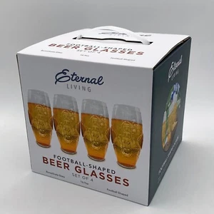 Juego de 4 vasos de cerveza de pinta con forma de fútbol americano de 16,9 oz de vidrio de borosilcado transparente - Imagen 1 de 8