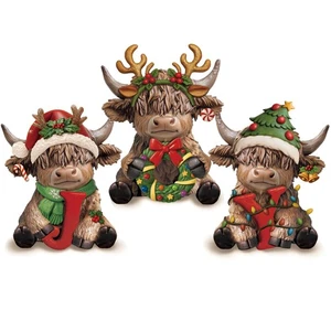 3 Pezzi Gioia Natale Highland Mucca Statuine Natale Highland Mucca Gnomi Mandria Scot... - Foto 1 di 6