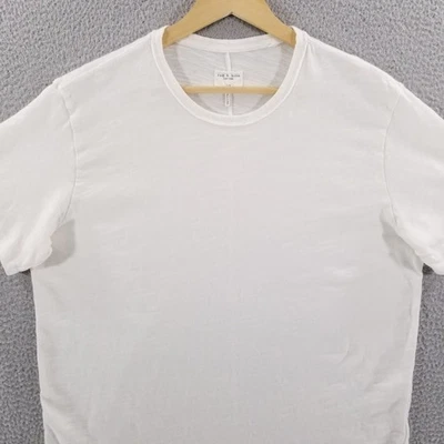 Rag & Bone Shirt Mens Large White Classic Flame Tee Slub Knit Classic Fit Crew - Image 1 of 4