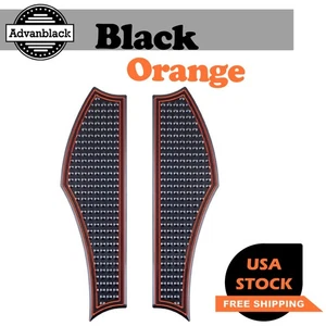 Advan Black / Orange Vengeance Front Rider Floorboards For Harley & Softail - Picture 1 of 7
